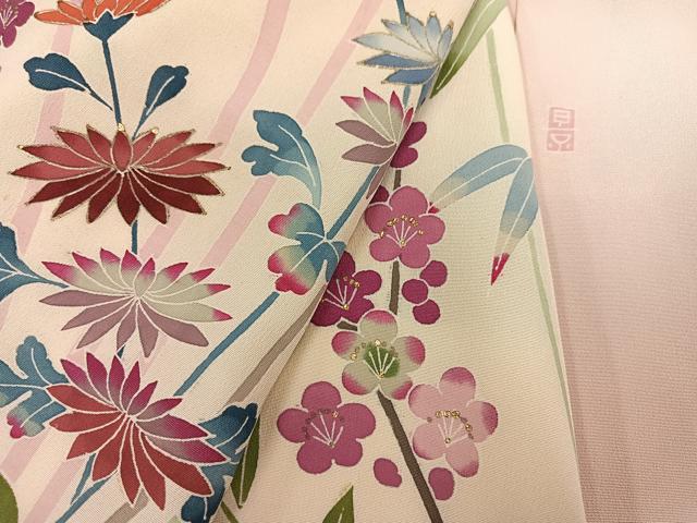 平和屋着物●訪問着 友禅 作家物 草花文 暈し染め 金彩 正絹 逸品 AABC9686ph