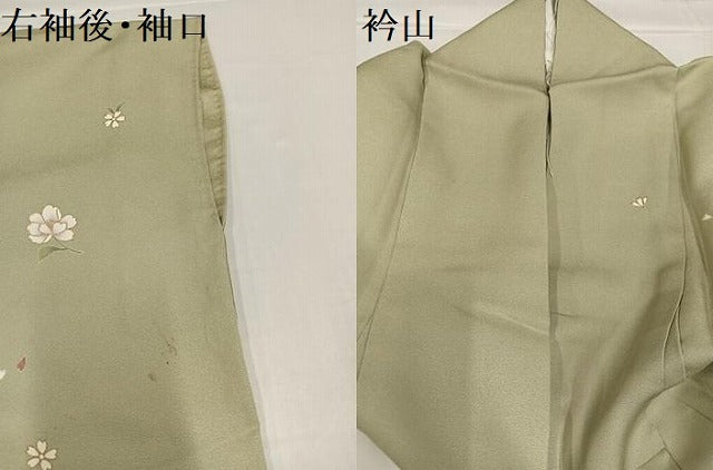 平和屋着物●訪問着　駒刺繍　草花文　金彩　正絹　逸品　AABC9688ph