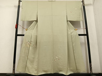 平和屋着物●訪問着　駒刺繍　草花文　金彩　正絹　逸品　AABC9688ph