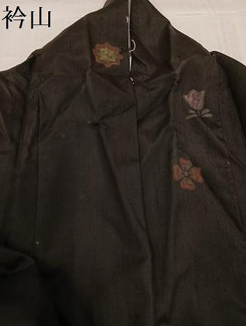 平和屋着物●訪問着　紬地　ろうけつ染　草花文　正絹　逸品　AABC9690ph