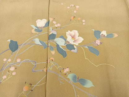 平和屋着物●訪問着 友禅 作家物 枝花文 正絹 逸品 AABC9698ph