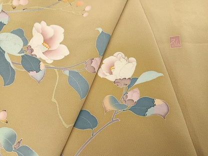 平和屋着物●訪問着 友禅 作家物 枝花文 正絹 逸品 AABC9698ph
