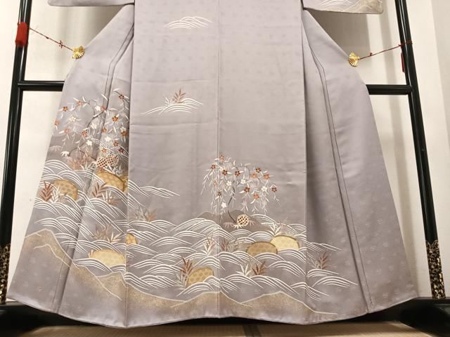 平和屋着物●訪問着　駒刺繍　立波草花籬文　金彩　正絹　逸品　AABC9703ph