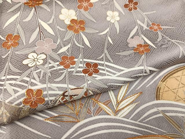 平和屋着物●訪問着　駒刺繍　立波草花籬文　金彩　正絹　逸品　AABC9703ph