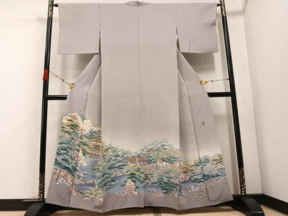 平和屋着物●豪華色留袖　友禅　作家物　風景草木文　暈し染め　正絹　逸品　AABC9707ph