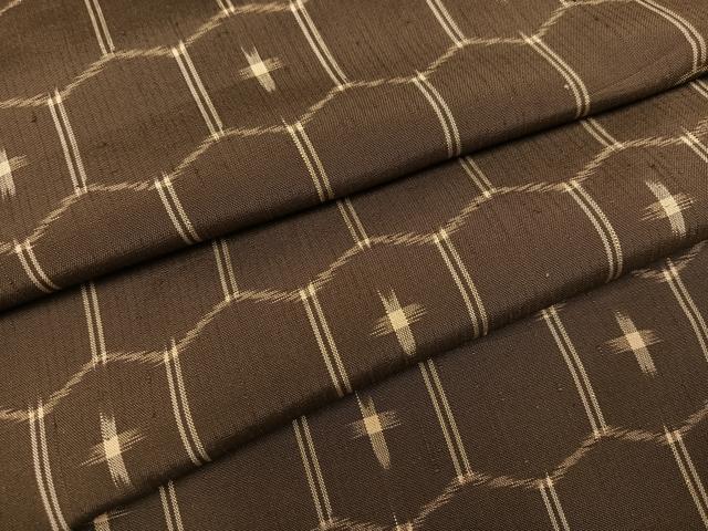平和屋着物●上質な紬 亀甲文 ロング丈 正絹 逸品 AABC9708ph