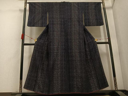 平和屋着物●結城ちぢみ 間道 正絹 逸品 AABC9763ph