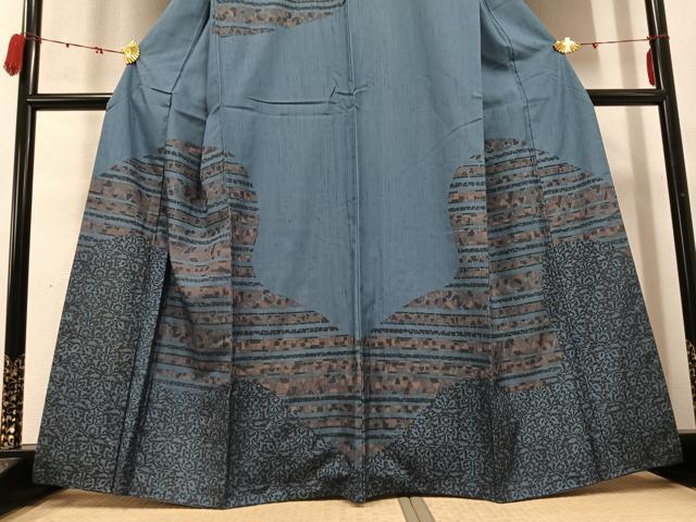 平和屋着物●訪問着 紬地 草花文 正絹 逸品 AABC9764ph