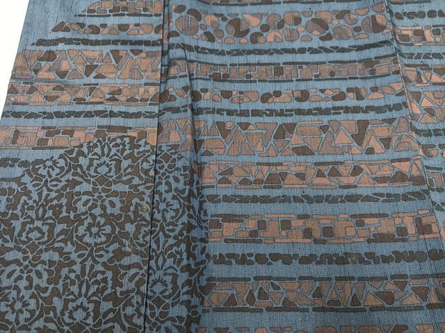平和屋着物●訪問着 紬地 草花文 正絹 逸品 AABC9764ph