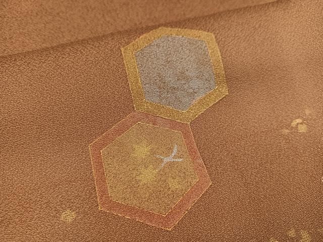 平和屋着物●訪問着　刺繍　群れ鳥亀甲文　金銀彩　正絹　逸品　AABC9773ph
