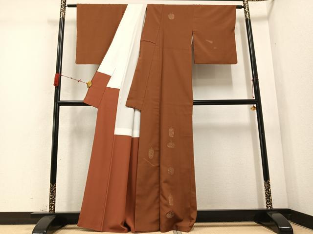 平和屋着物●お召　訪問着　仕覆文　正絹　逸品　AABC9774ph