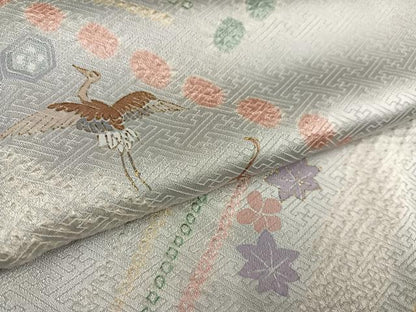 平和屋着物●訪問着 絞り 刺繍 飛鶴草花文 金彩 正絹 逸品 AABC9784ph