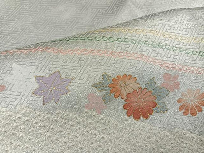 平和屋着物●訪問着 絞り 刺繍 飛鶴草花文 金彩 正絹 逸品 AABC9784ph