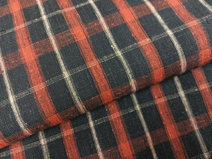平和屋着物●上質な紬 格子 正絹 逸品 未使用 AABC9791ph
