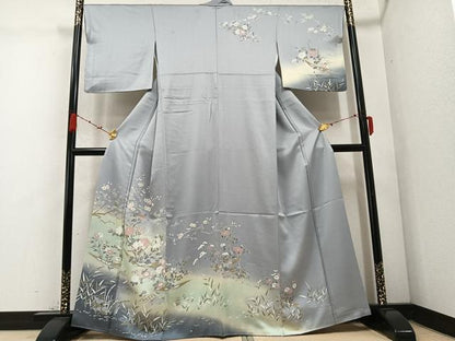 平和屋着物●訪問着　友禅　枝花船文　暈し染め　三越扱い　正絹　逸品　AABC9796ph