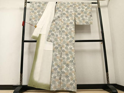 平和屋着物●上質な紬　楓　正絹　逸品　AABC9801ph
