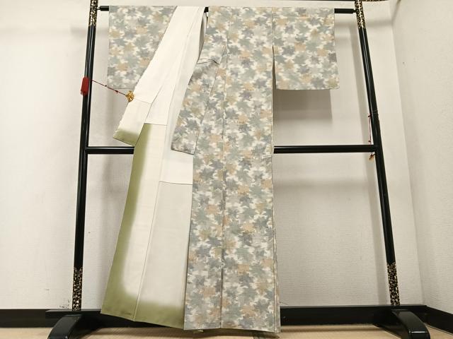 平和屋着物●上質な紬　楓　正絹　逸品　AABC9801ph