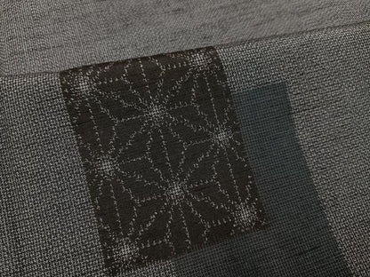平和屋着物●上質な紬　色紙麻の葉文　正絹　逸品　AABC9810ph