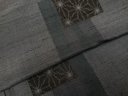 平和屋着物●上質な紬　色紙麻の葉文　正絹　逸品　AABC9810ph