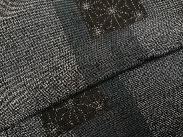 平和屋着物●上質な紬　色紙麻の葉文　正絹　逸品　AABC9810ph