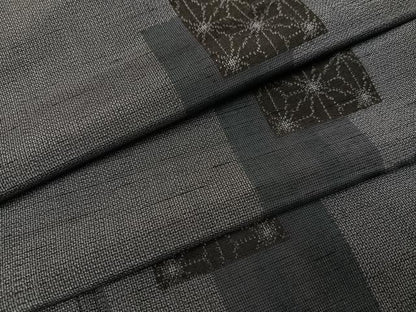 平和屋着物●上質な紬　色紙麻の葉文　正絹　逸品　AABC9810ph