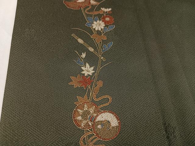 平和屋着物●訪問着　枝花文　金彩　正絹　逸品　AABC9813ph