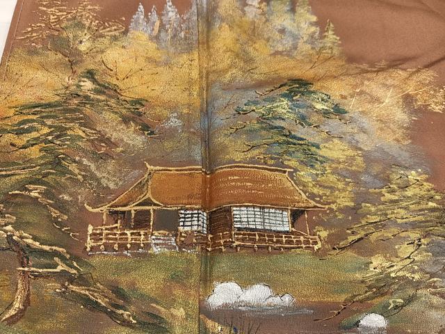 平和屋着物●豪華色留袖 作家物 手描き 風景樹林文 金銀彩 正絹 逸品 未使用 AABC9821ph