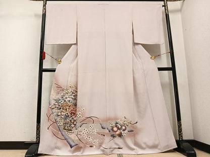 平和屋着物●豪華色留袖　飾花文　暈し染め　金彩　正絹　逸品　AABC9827ph