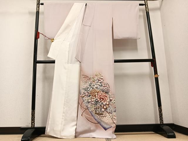 平和屋着物●豪華色留袖　飾花文　暈し染め　金彩　正絹　逸品　AABC9827ph