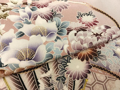 平和屋着物●豪華色留袖　飾花文　暈し染め　金彩　正絹　逸品　AABC9827ph