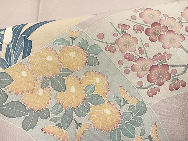 平和屋着物●豪華色留袖　友禅　作家物　地紙鴛鴦草花文　金彩　正絹　逸品　AABC9829ph