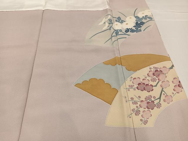 平和屋着物●豪華色留袖　友禅　作家物　地紙鴛鴦草花文　金彩　正絹　逸品　AABC9829ph
