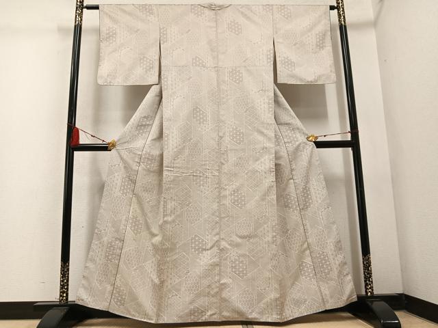 平和屋着物●上質な紬　亀甲文　正絹　逸品　AABC9834ph