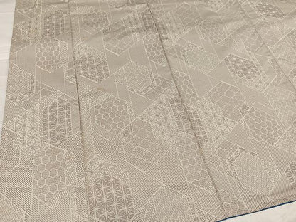 平和屋着物●上質な紬　亀甲文　正絹　逸品　AABC9834ph