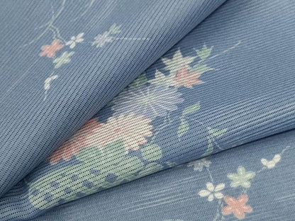 平和屋着物＊夏物 小紋 絽 飾花文 洗える着物 AABC9841jd