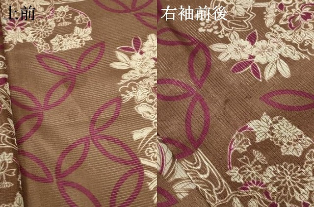 平和屋着物＊夏物 小紋 絽 七宝草花文 洗える着物 AABC9844jd