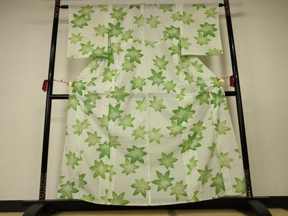 平和屋着物＊夏物 小紋 絽 楓 洗える着物 AABC9847jd