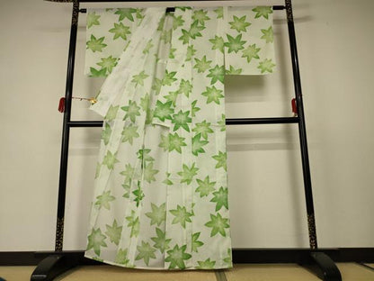 平和屋着物＊夏物 小紋 絽 楓 洗える着物 AABC9847jd