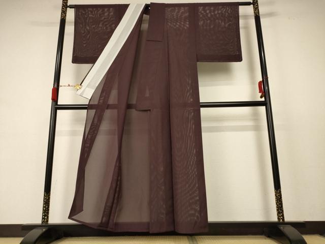 平和屋着物＊夏物 色無地 絽 赤墨色 洗える着物 AABC9849jd