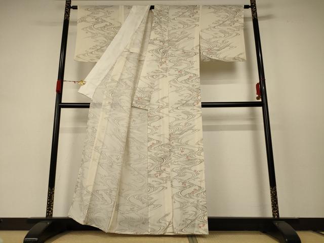 平和屋着物＊夏物 小紋 絽 立波萩文 正絹 逸品 AABC9851jd