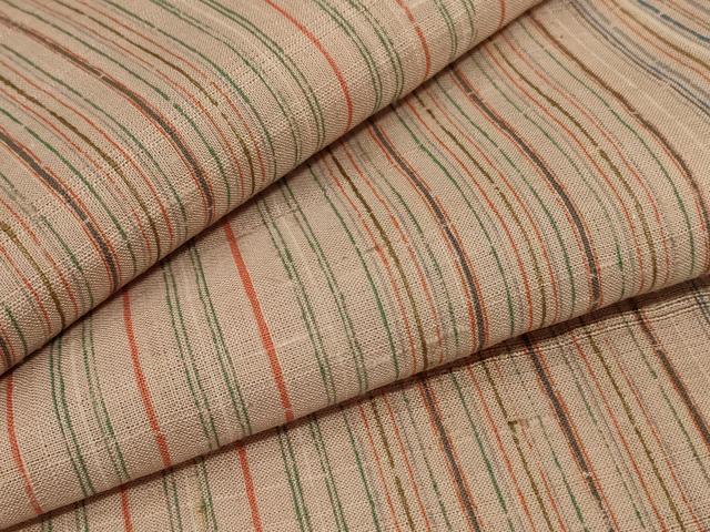 平和屋着物＊夏物 生紬 縞 正絹 逸品 AABC9854jd