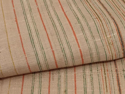 平和屋着物＊夏物 生紬 縞 正絹 逸品 AABC9854jd