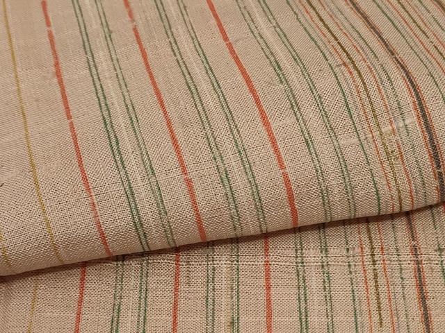 平和屋着物＊夏物 生紬 縞 正絹 逸品 AABC9854jd