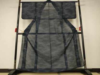 平和屋着物＊夏物 小紋 紗 流水文 正絹 逸品 AABC9860jd