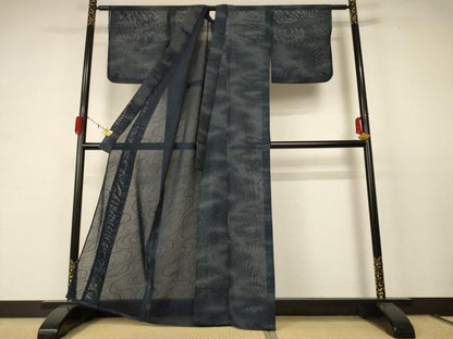 平和屋着物＊夏物 小紋 紗 流水文 正絹 逸品 AABC9860jd