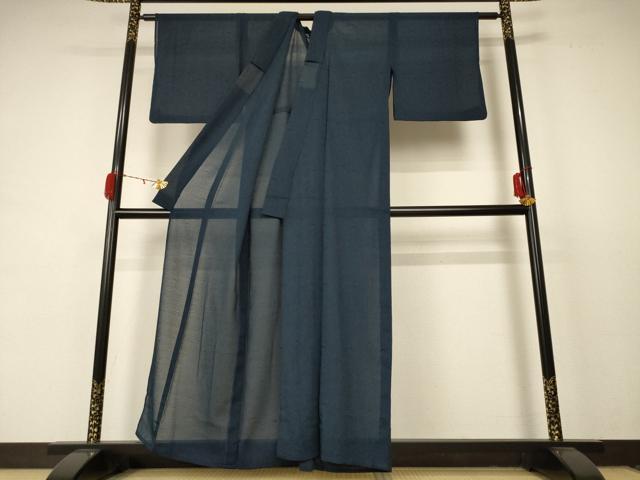 平和屋着物＊夏物 小紋 紗 墨流し文様 AABC9862jd