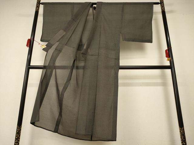 平和屋着物＊夏物 男性 紗紬 格子 正絹 逸品 AABC9865jd