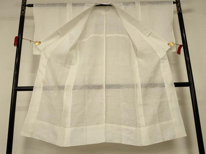 平和屋着物＊夏物　長襦袢　芝花紋紗　鳥の子色　麻　逸品　AABC9869jd