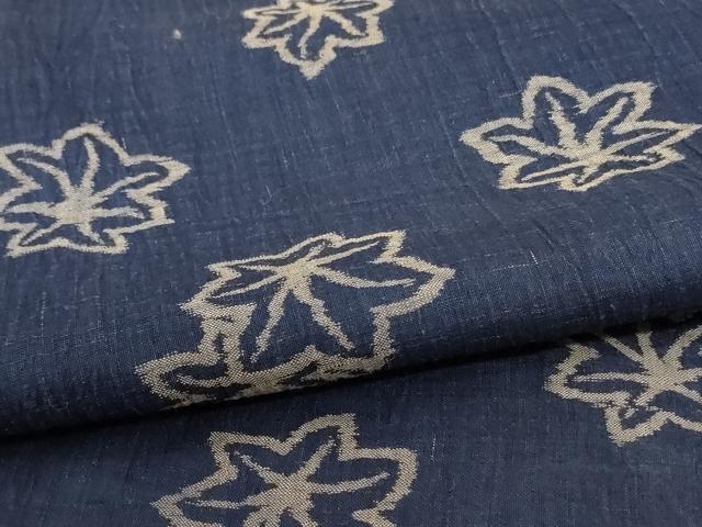 平和屋着物＊夏物 小千谷ちぢみ 楓 麻 逸品 AABC9870jd