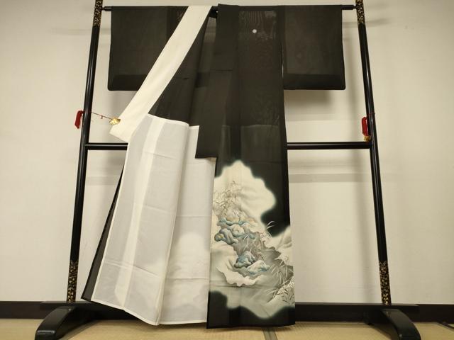 平和屋着物＊夏物 黒留袖 絽 風景文 銀彩 正絹 逸品 AABC9871jd
